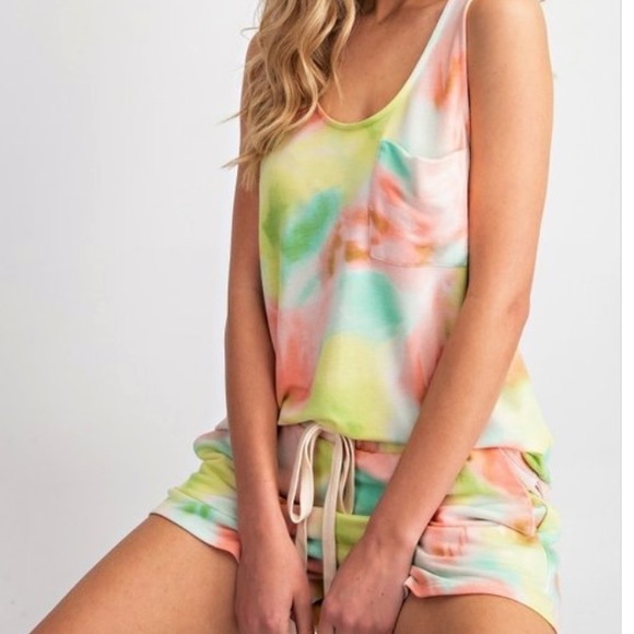 🍈🍊LIME & PEACH 2PIECE TIE DYE SET - Picture 1 of 10